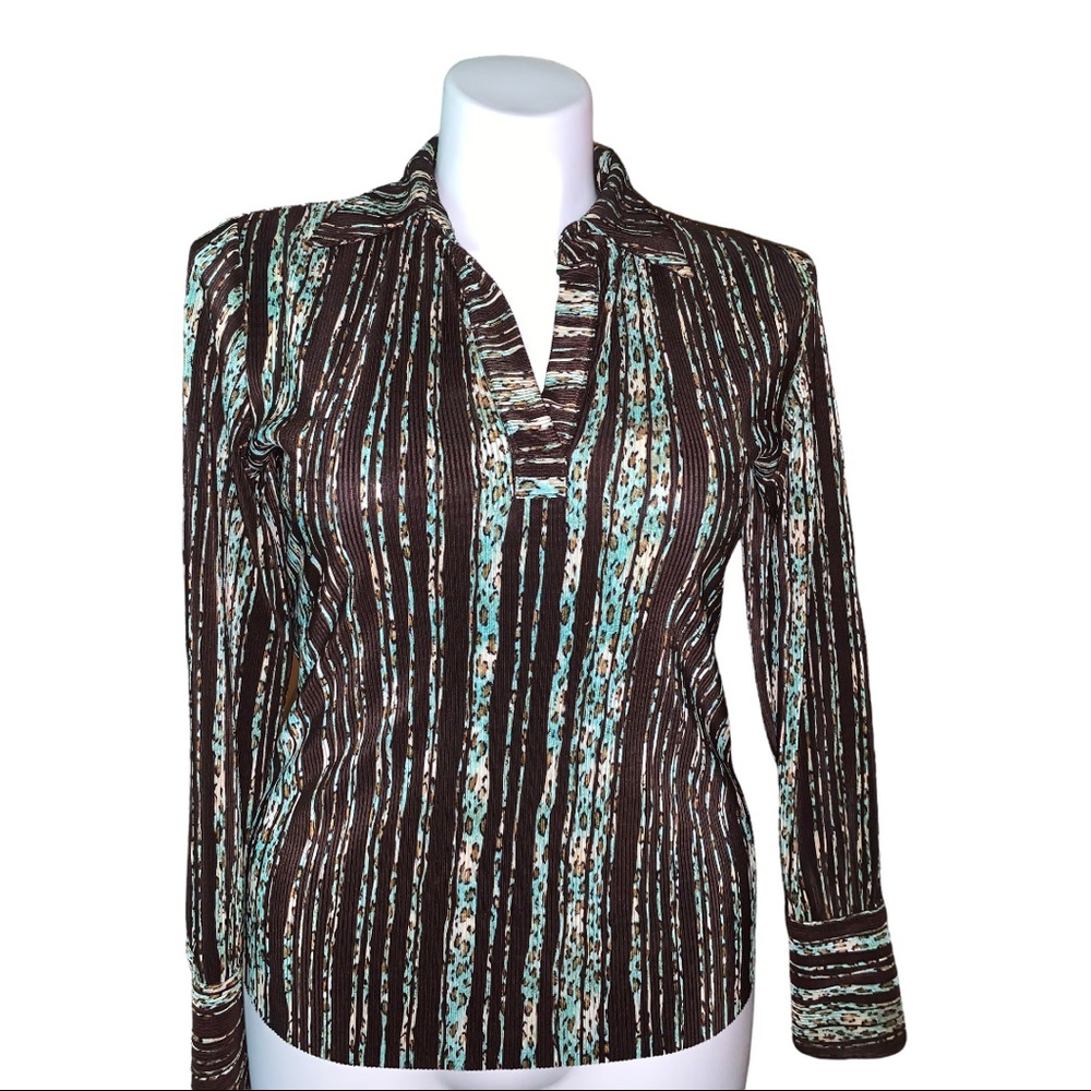 CDW Long-Sleeve Leopard Print Shirt, Size M
